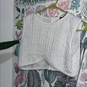 SHEIN White Cable Knit Crop Top